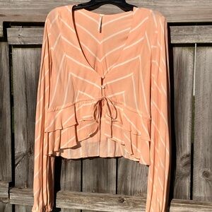 Free People Peach Chevron Blouse